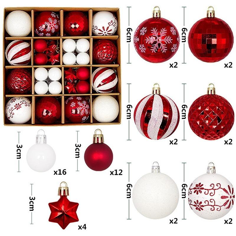 44 Stück 6 cm Weihnachtsbaumkugel Weihnachtsdekoration Xmas Baum Anhänger Ornamente Heimdekoration Navidad Party Neujahr 2027 Partyzubehör
