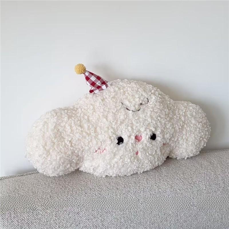 Plush Sheep Cloud Teddy Bear Cushion With Embroidered Animal Pattern For Kids Room Decor