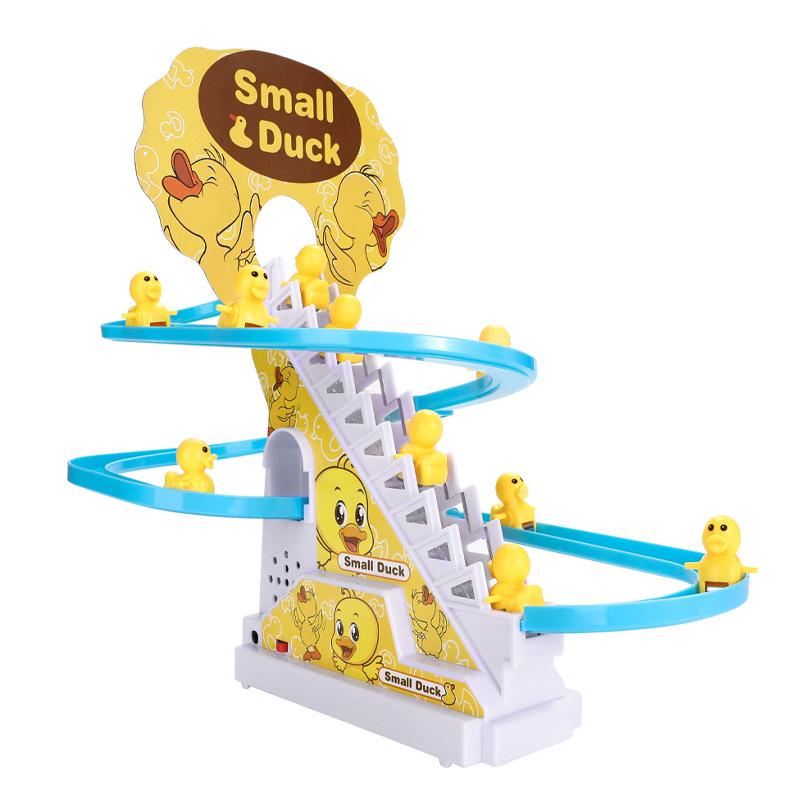 Children's Little Ducks Climb Stairs, Assemble Electric Tracks, and Little Yellow Ducks Slide Down Educational Toys