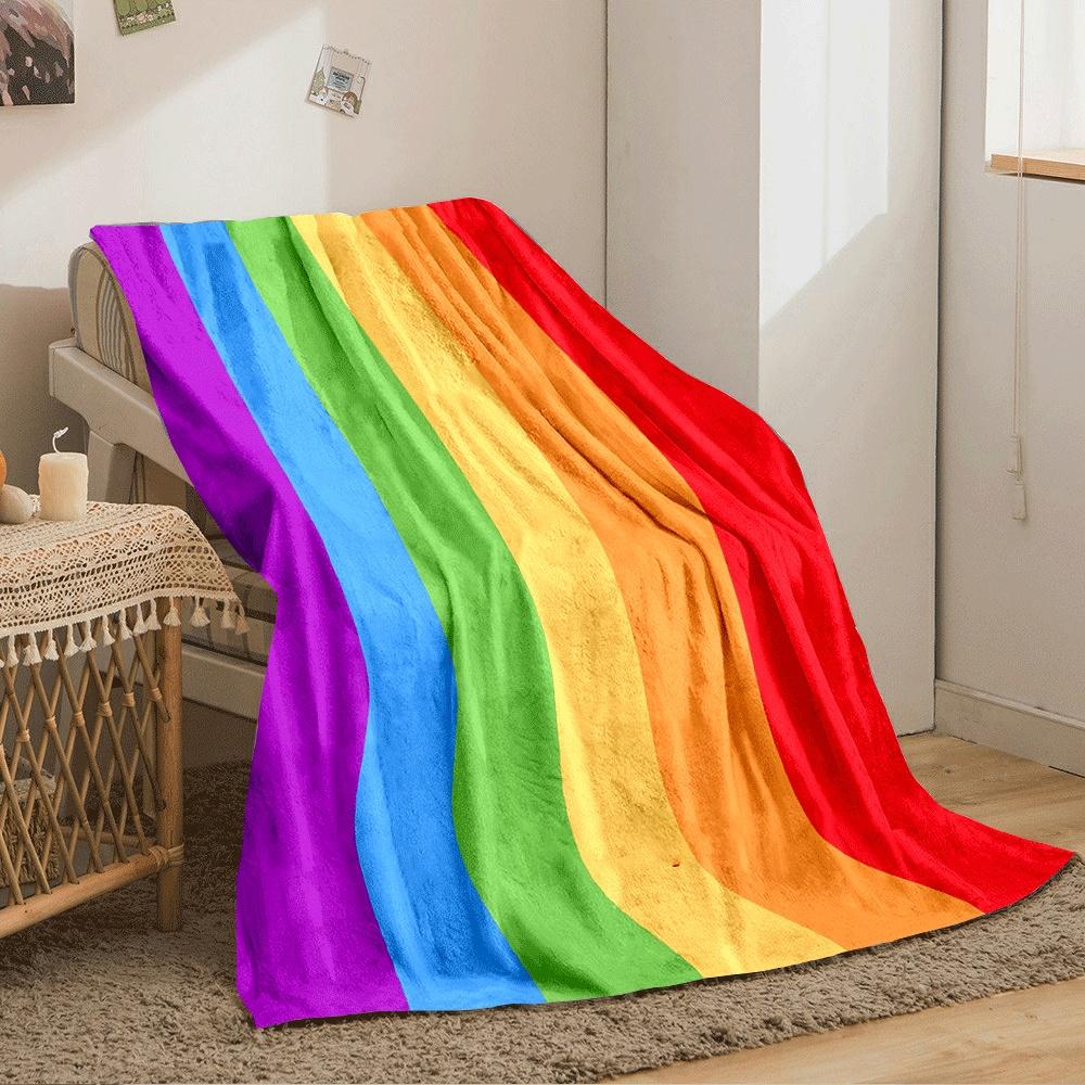 Vertikale Streifen in regenbogenähnlichen Farben: lila, blau, grün, gelb, orange, rot. Decke für alle Jahreszeiten Mittagspause Überwurf Geschenk