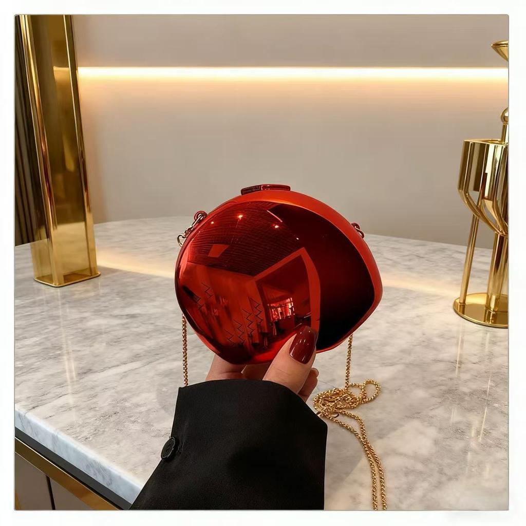 Metallic Acrylic Goose Egg Shape Bag Luxury Clutch Purse Mini Women's Wallet Shoulder Shell Chain Bag Party Crossbody Handbag