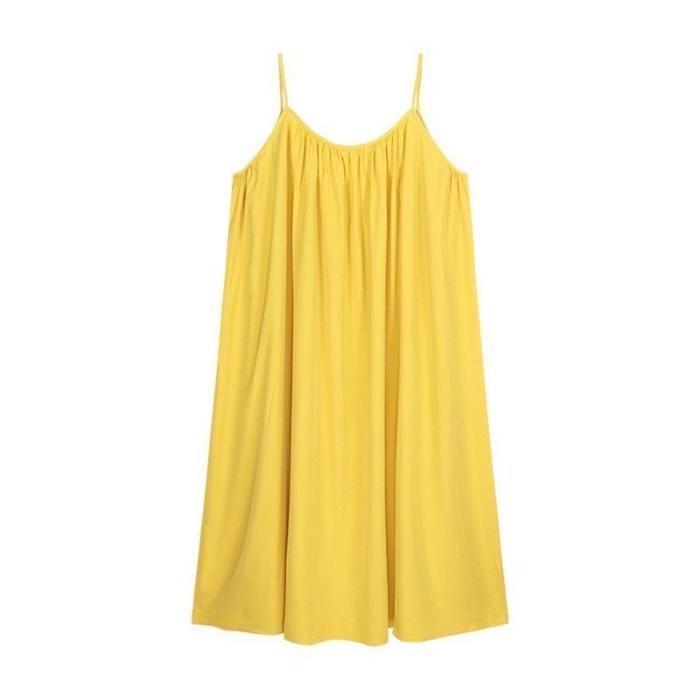 Seaside vacation sexy backless suspender dress women s summer new super good-looking loose and gentle yellow long skirt S жёлтый