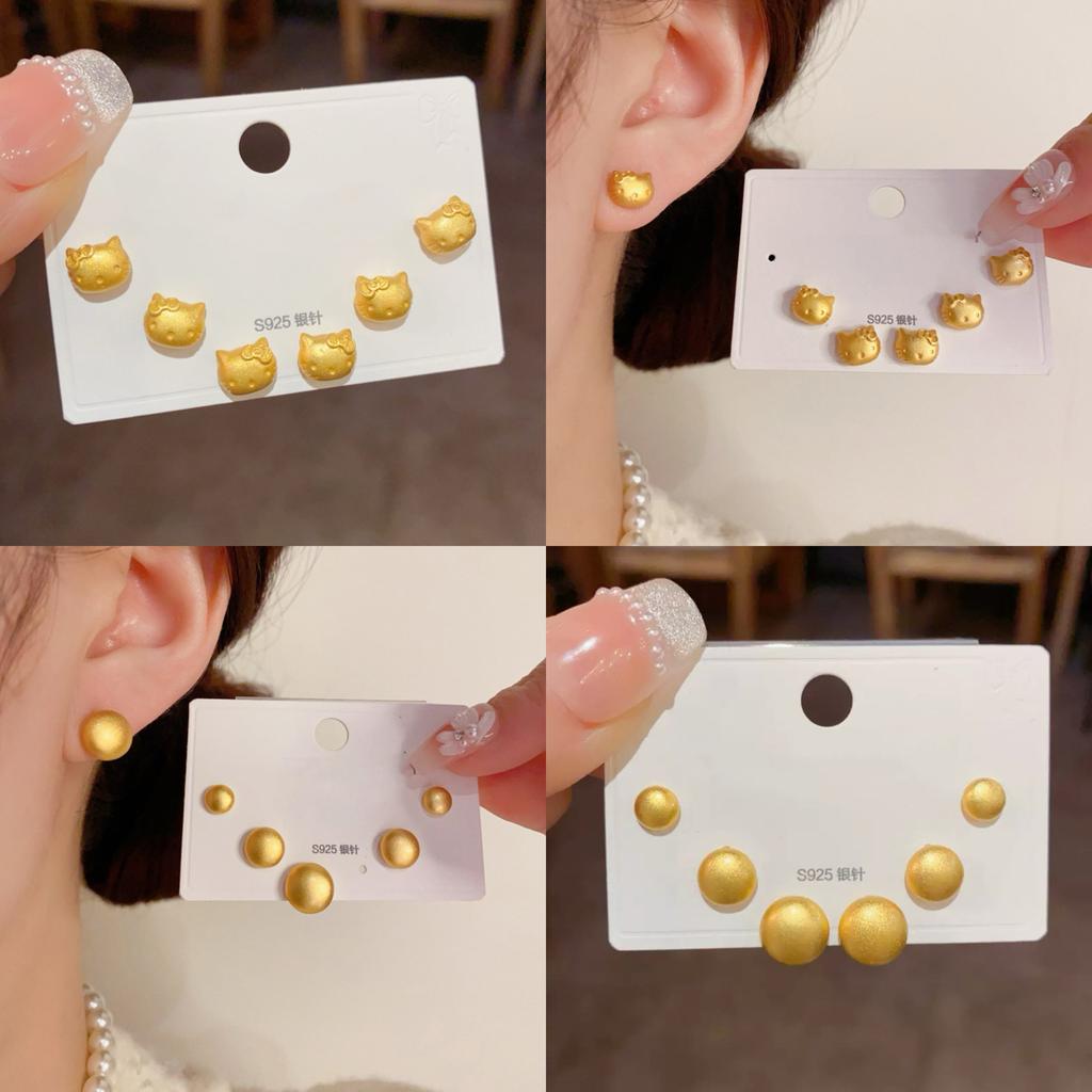 Cartoon geometric earrings light luxury fashion versatile stud earrings temperament versatile high sense niche design earrings