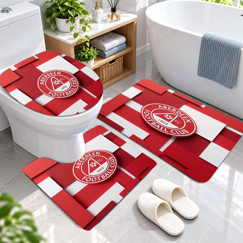 3Pcs Flannel Toilet Mat Set Aberdeen FC Bathroom Rug Bath Carpet Non Slip Home Decor