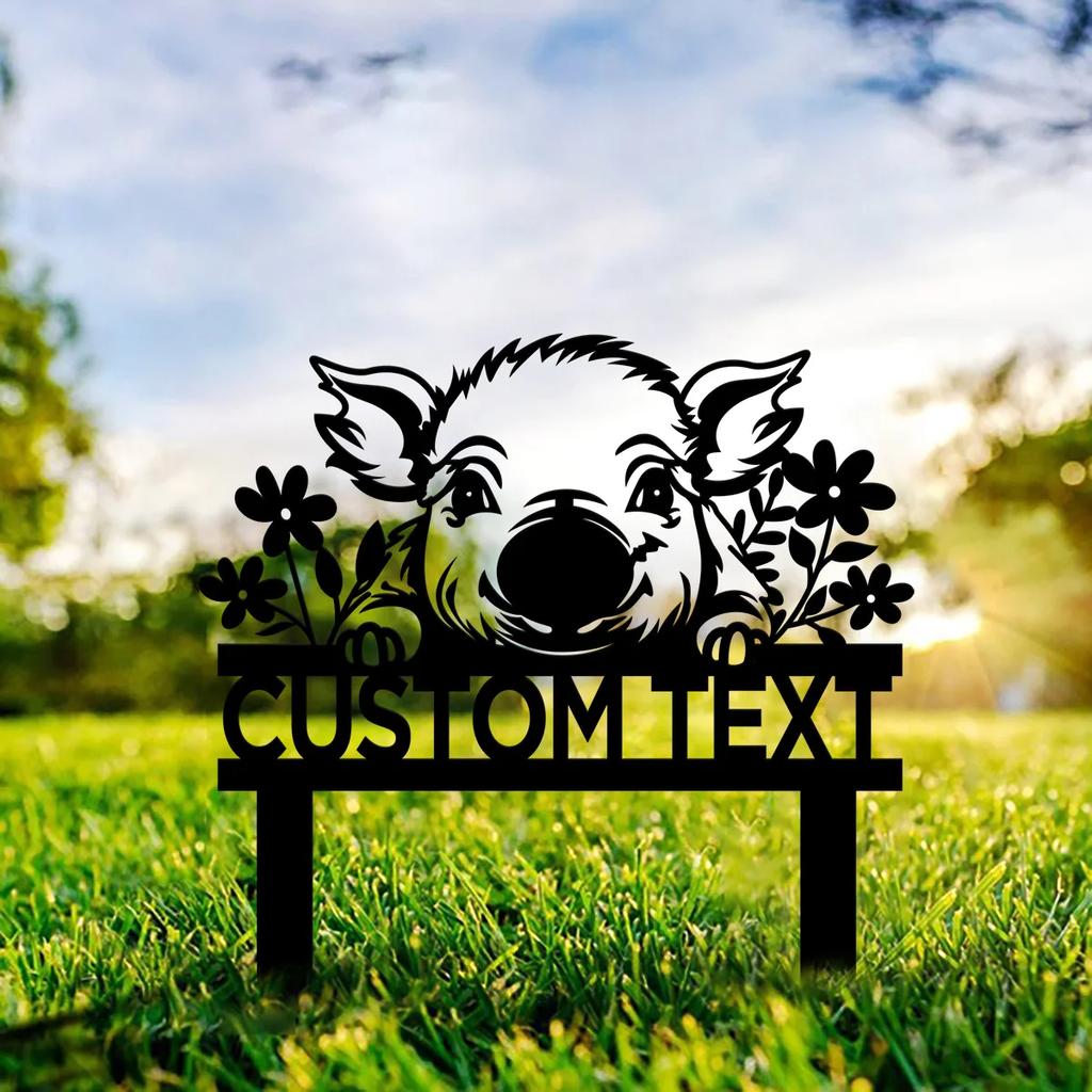 Metal Pig Garden Stake, Custom Pig Farm Sign with Stake, Pig Flower Bed Decor, Pig Pet Lawn Ornament