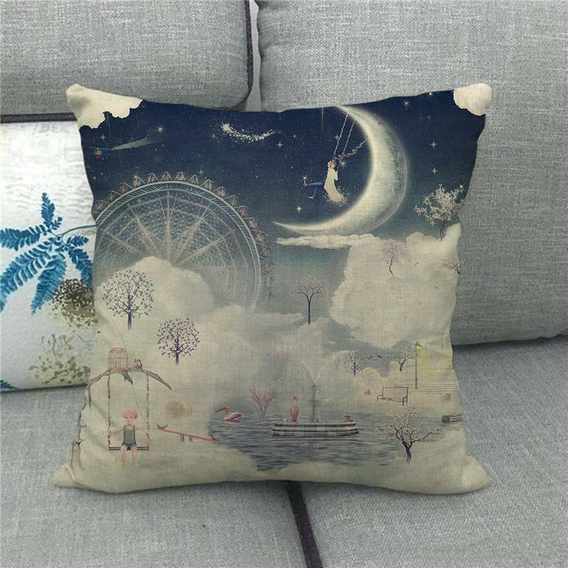 Creative Cartoon Illustration Star Map Digital Printing Short Plush Pillow Covers For Car Sofa Office Cushion Cover Home Goods