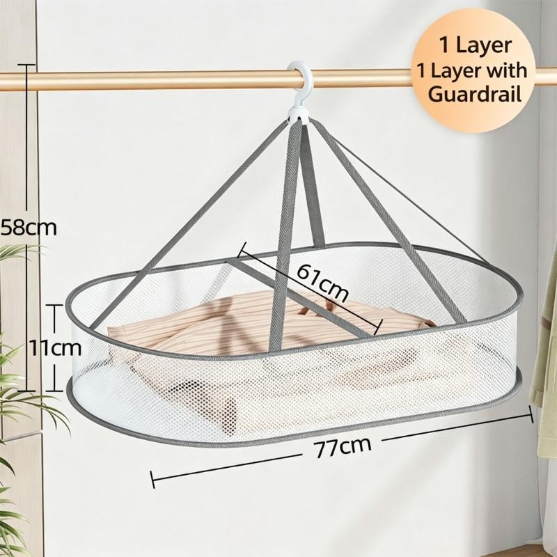 Sweater Drying Rack 2-Pack with Open Woven Platforms, Raised Edges, and Flat or Hanging Placement for Laundry Care