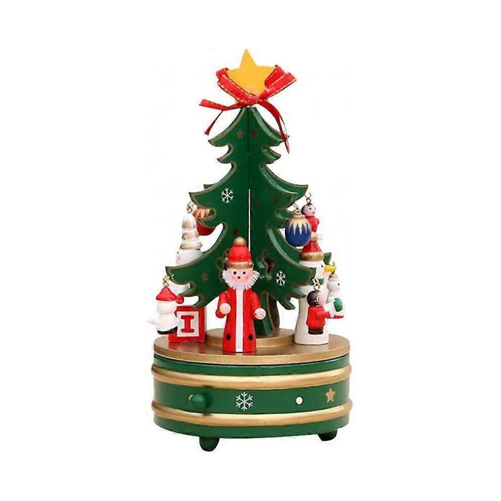 Christmas Tree Music Box, Wooden Music Box Christmas Tree with Pendant Ornaments Christmas