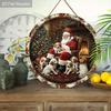 Christmas Decoration Sign,indoor Hanging decorations,2D Flat Wooden Products with The Pattern Is Santa Claus and dogs,Christmas Gifts for Family