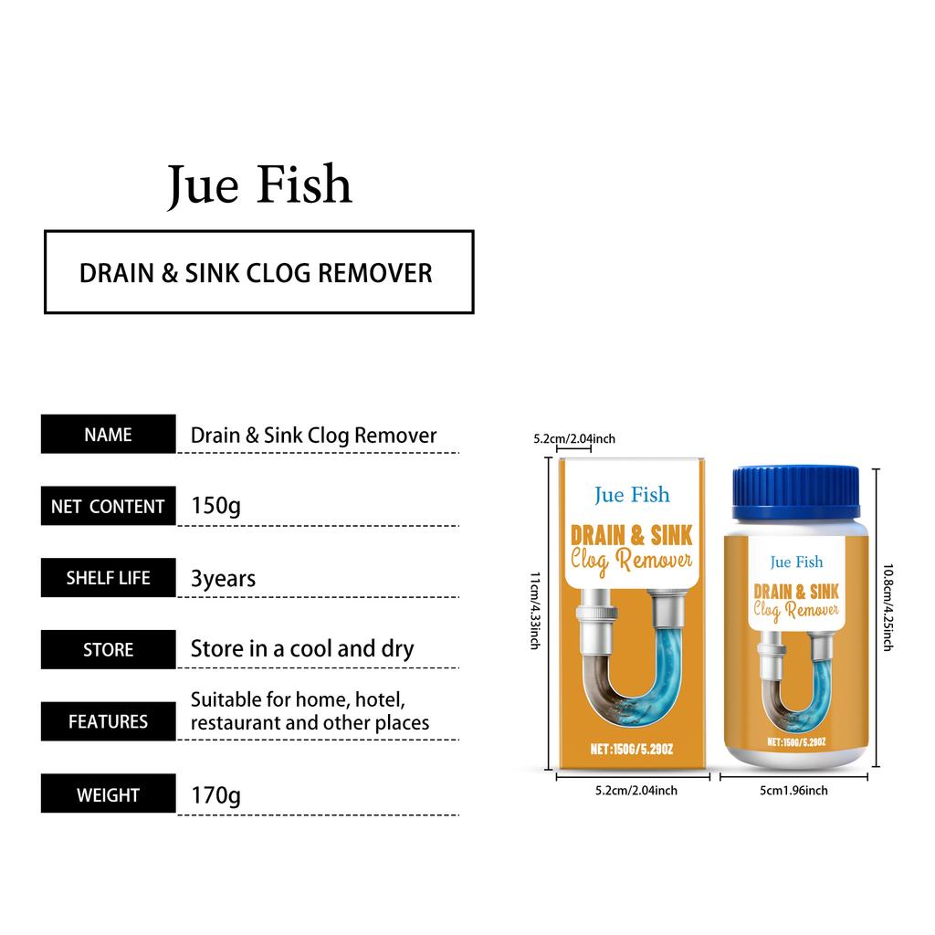 Drain Clog Remover Powder Pipe Dredge Agent Hair Grease Dissolver Kitchen Sink Bathroom Unblocker Fast Cleaning Tool 150g