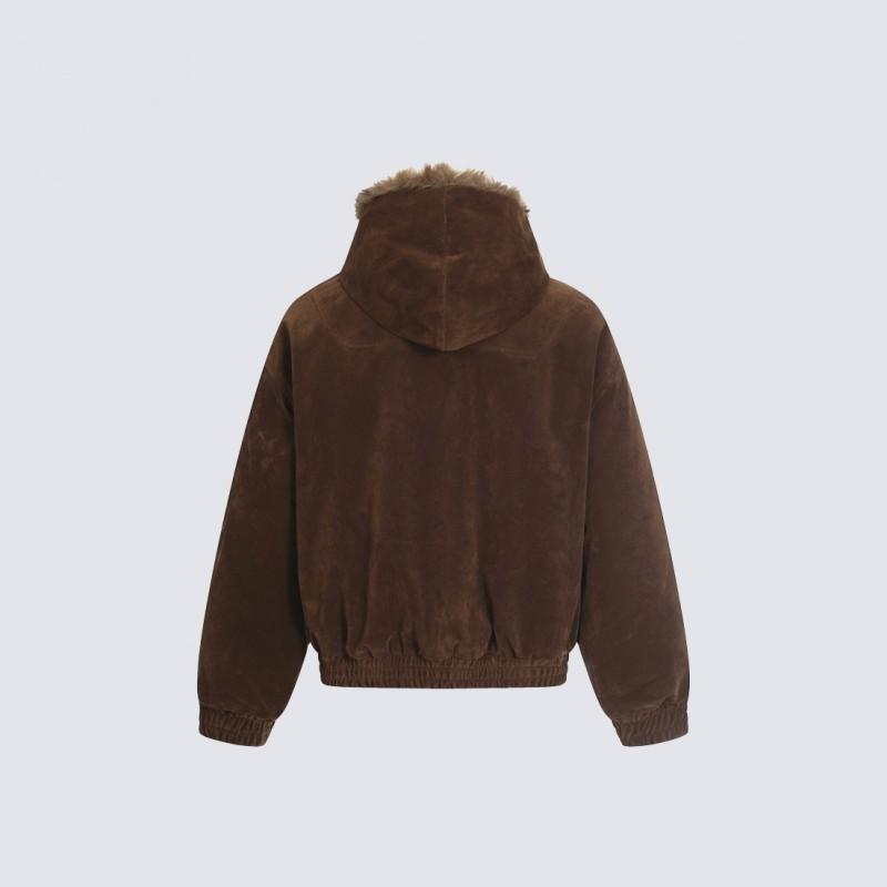Mens Thick Warm Hooded Cotton Coat With Fur Collar Loose Fit Winter Casual Streetwear