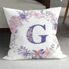 Purple Alphabet Print Pillow Cover, Zippered & Removable Washable, Home Bedroom Cushion Cover