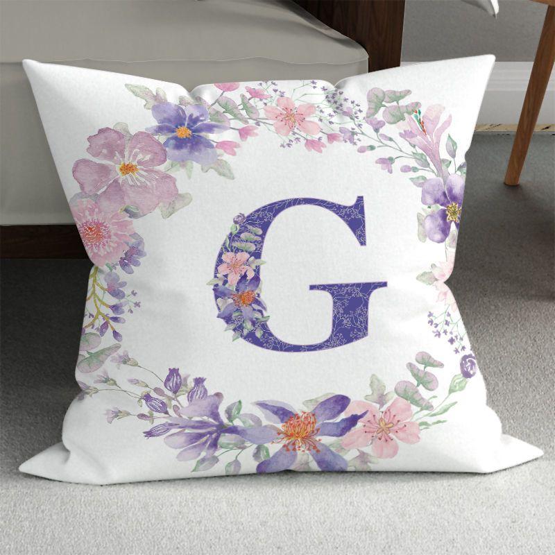 Purple Alphabet Print Pillow Cover, Zippered & Removable Washable, Home Bedroom Cushion Cover
