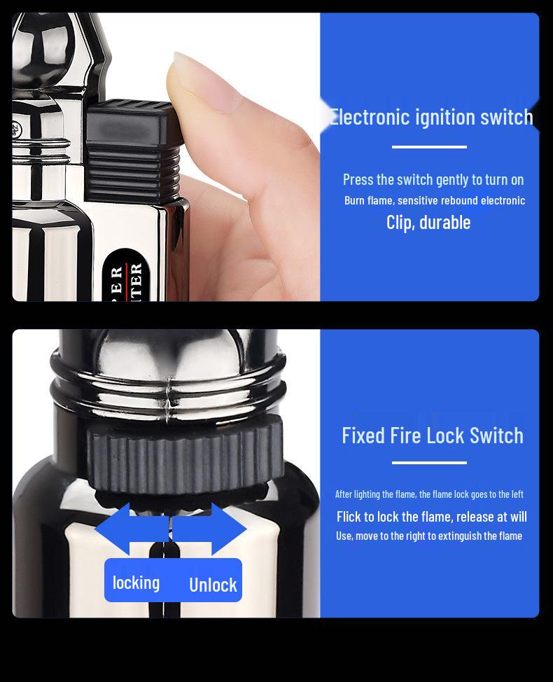 JL550 Direct Jet Torch: Windproof Metal Lighter with Blue Flame, 1300℃ Welding Torch for Outdoor Use