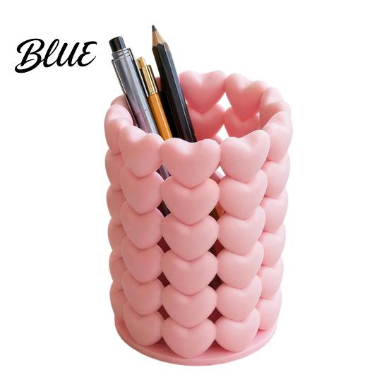 Dust-free Pen Storage 3D Printed Hollow Heart Holder Aesthetic Stand Girlish Office Desk Accessory Makeup Brush Multifunctional Container