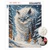 DIY Pearl and Diamond Painting Kit. Suitable for Beginners. Winter Cat In Snowy Forest Home Wall Decoration. Handmade Gift.