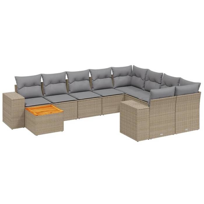 VidaXL Garden Lounge Set with Cushions 11 Pcs, Patio Sofas, Patio Furniture Set, Outdoor Furniture, Beige 3257963