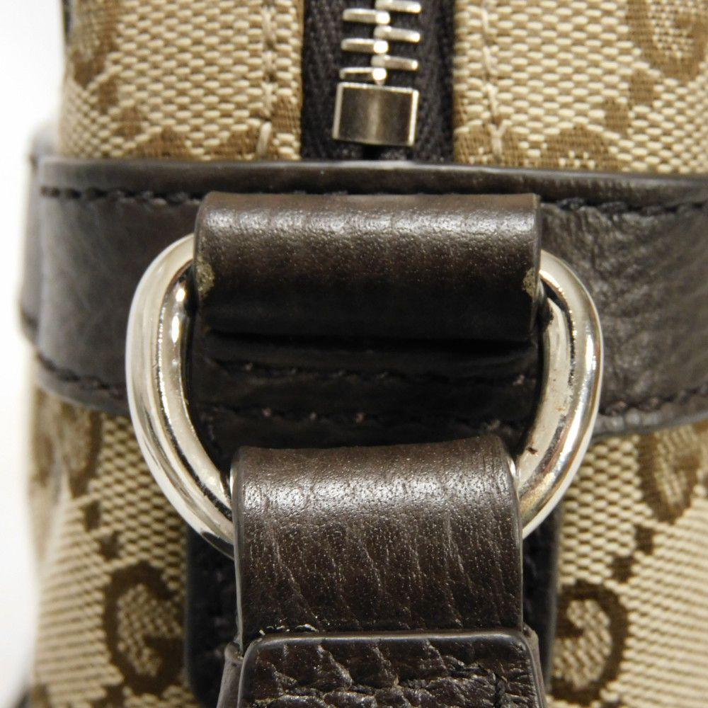 Used GG Canvas Messenger Bag (9539) 449173 KY9KN 9886 7921, Brown Calfskin Crossbody Bag with Embossed Logo in Beige,