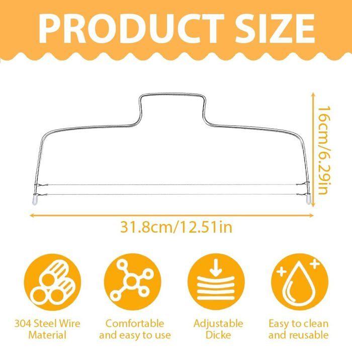 Coupe gâteau réglable - 1 pc - Acier inoxydable 2 fils niveleuse hauteur - Ustensile Aucunely