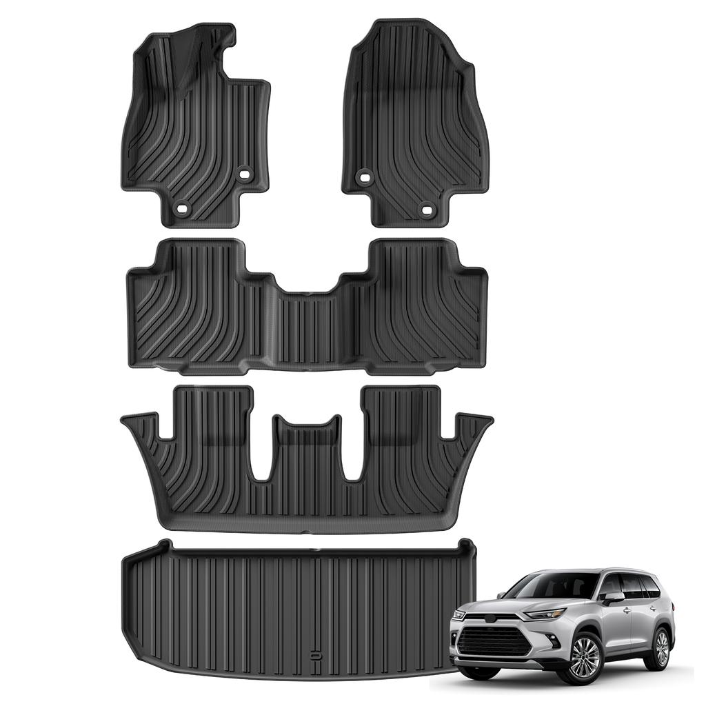 Fit for 2025 Toyota Grand Highlander (Include Hybrid) & Lexus TX Car Floor Mats Cargo Liner Pad TPE 3D Left Hand Drive