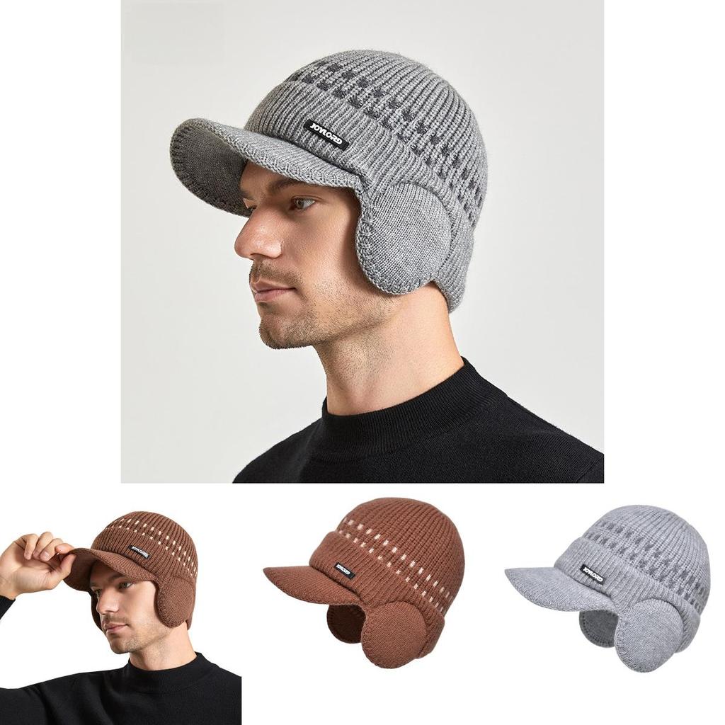 Knitted Winter Hat For Men With Ear Flaps Breathable Warmth For Outdoor Activities