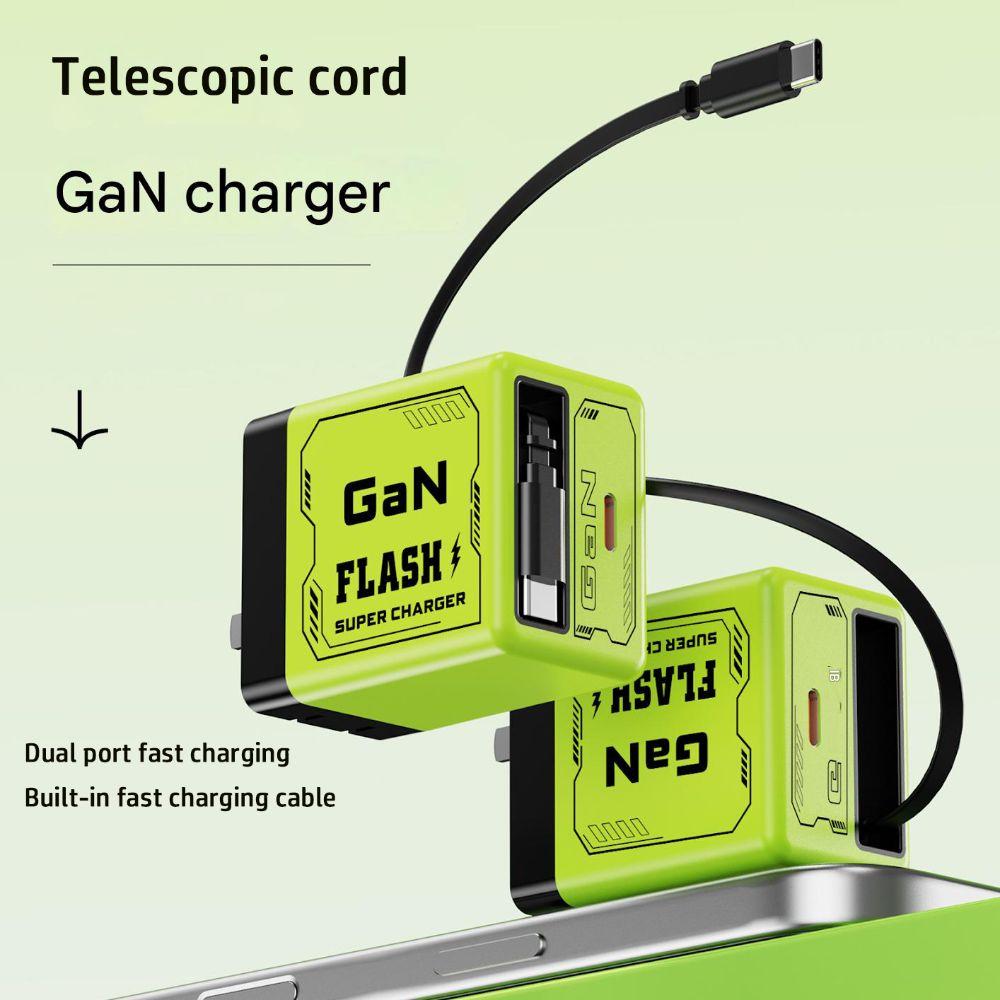 

Retractable GaN Charger Fast Laptops Charger Hot Phone Charger for Phone, Laptops зелений