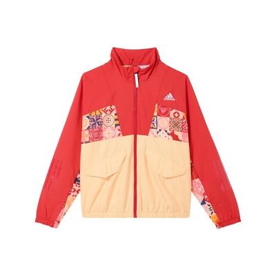 CNY Lunar New Year Color-Block Sports Jacket for Women, Light Scarlet