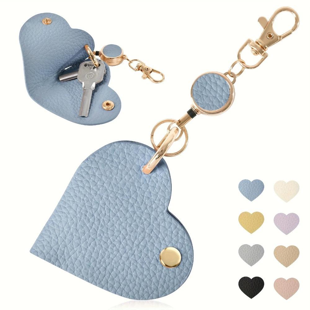 Hanger Heart Pu Leather Keychain Love Bag Charm Trendy Retractable Buckle Key Bag Bag Pendant светло-синий
