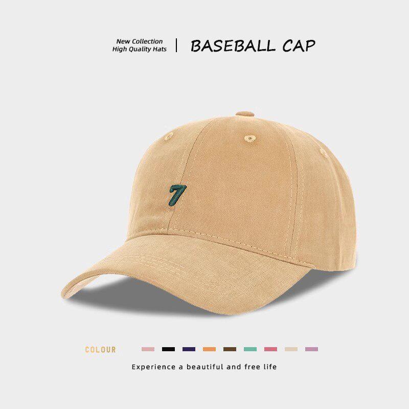 Soft Cotton Vintage Baseball Cap with Number 7 Embroidery Unisex Adjustable Dad Hat Breathable Outdoor Sports Cap 6 Colors