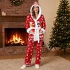 Women's Christmas Santa Drinking Flannel Pajama Set Funny Holiday Sleepwear