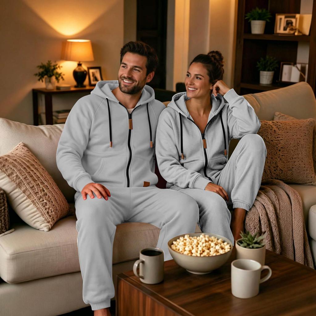 Adult- Casual Jumpsuit: Long-Sleeve Hooded Jumpsuit