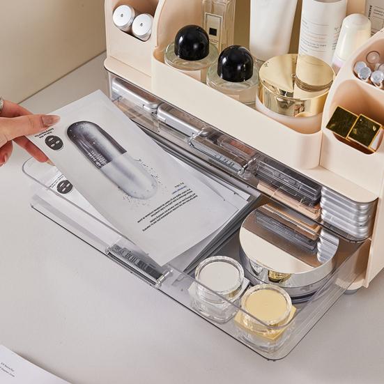 Makeup Organizer with Double Drawers Large Capacity Cosmetic Storage Box Bathroom Countertop Organizer