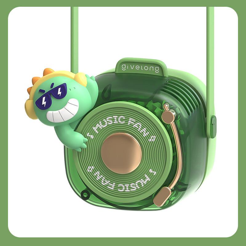 Cartoon Cute Pet Neck Fan With Usb Rechargeable Noleaf Design For Kids Personal Cooling