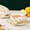 European Bone China Coffee Cup Set – Porcelain Cup, Saucer & Spoon Flowers Tea Set