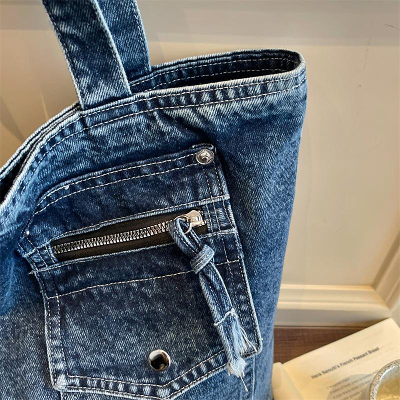 Large Capacity Denim Bag Women's Tote Bag Vintage Shoulder Crossbody Bag