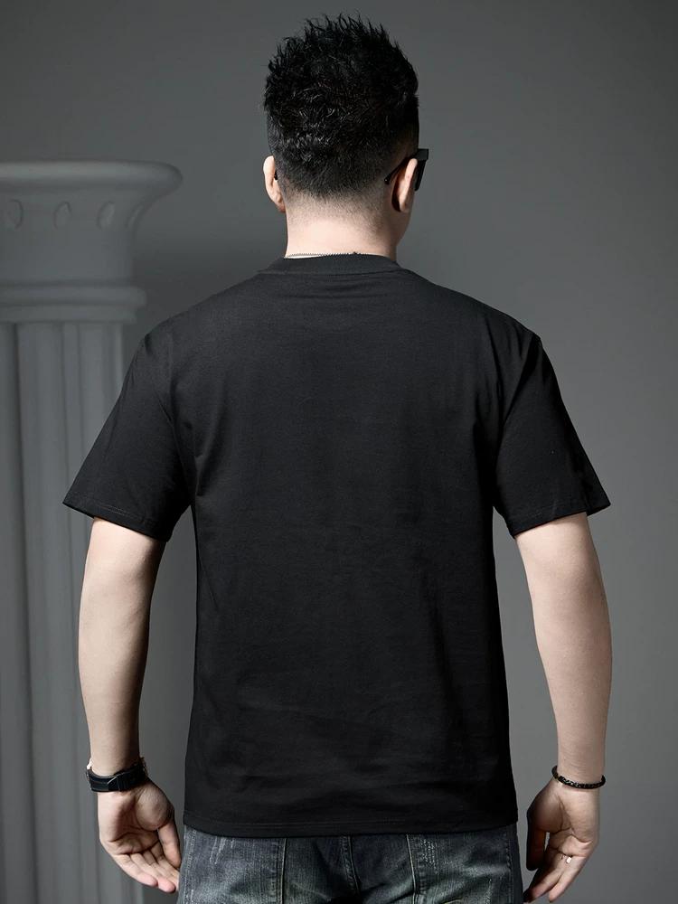 European Style Trendy Letter Print Short-Sleeve T-Shirt for Men, Summer Loose Fit Half-Sleeve Tee, Men's Round Neck Casual Top