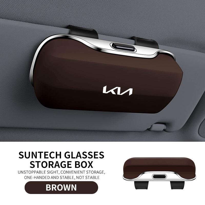Car Visor Glasses Case ABS Flocking Sunglasses Holder Organizer Clip for Kia Sportage Sorento K5 K3 Seltos Rio Carnival Ceed Etc