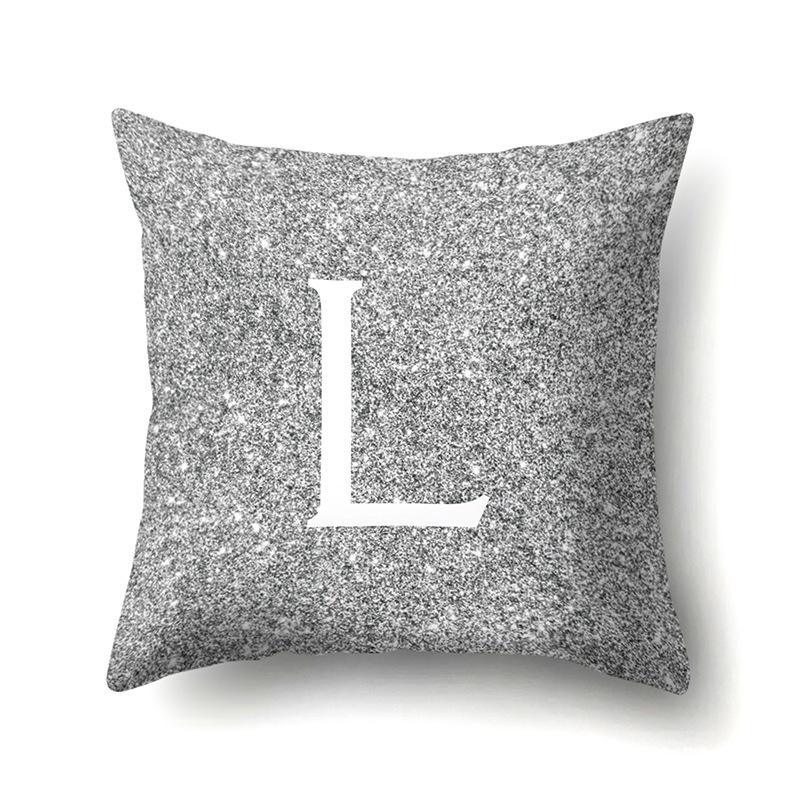 Polyester Pillowcase Home Decoration Gray Bottom Pillowcase 26 English Letter Cushion Cover