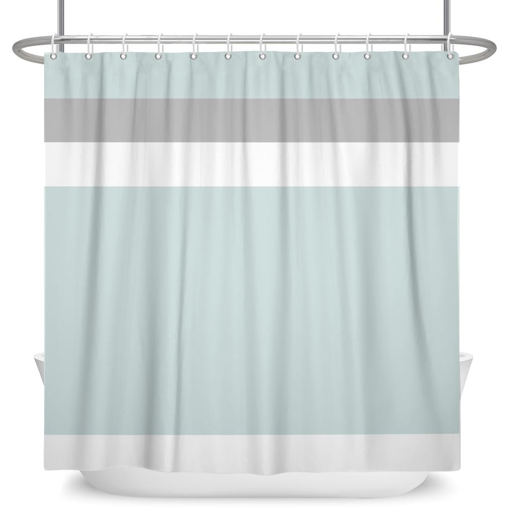 Minimalist Striped Shower Curtain Modern Color Block Gradient Design Waterproof Bath Curtain Bathroom Decor Polyester With Hooks