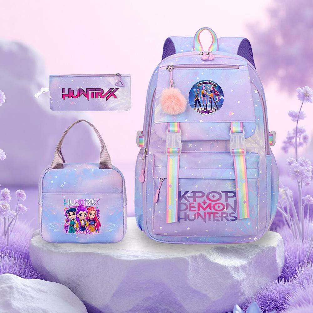 K-Pop Witch Hunters Cartoon Printed Student Pencil Bag Lunch Bag Three-Piece Backpack