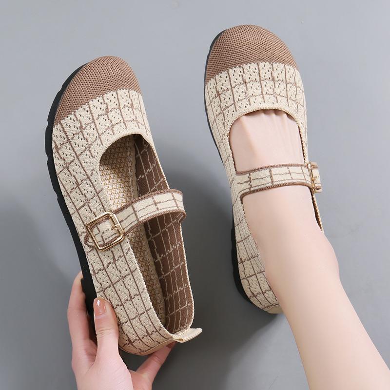 Shoes women's spring new round head soft sole comfortable and breathable one-pedal shoes work shoes