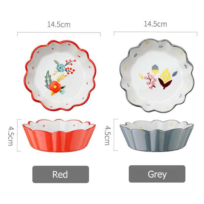 5.8 inch Ceramic Salad Bowl Flower Dinner Bowl Pasta Baking Bowl Porcelain Serving Bowl Set of 2