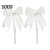 Lace Curtain Ties 2Pcs Bowknot Tiebacks, Bow Holdbacks with Pearls, Decorative Tiebacks for Home Office Living Room Bedroom Wedding Party Decor