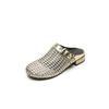 Design sense Roman woven hollow bag head cool slippers 2025 summer new wear round head thick heel muller shoes women