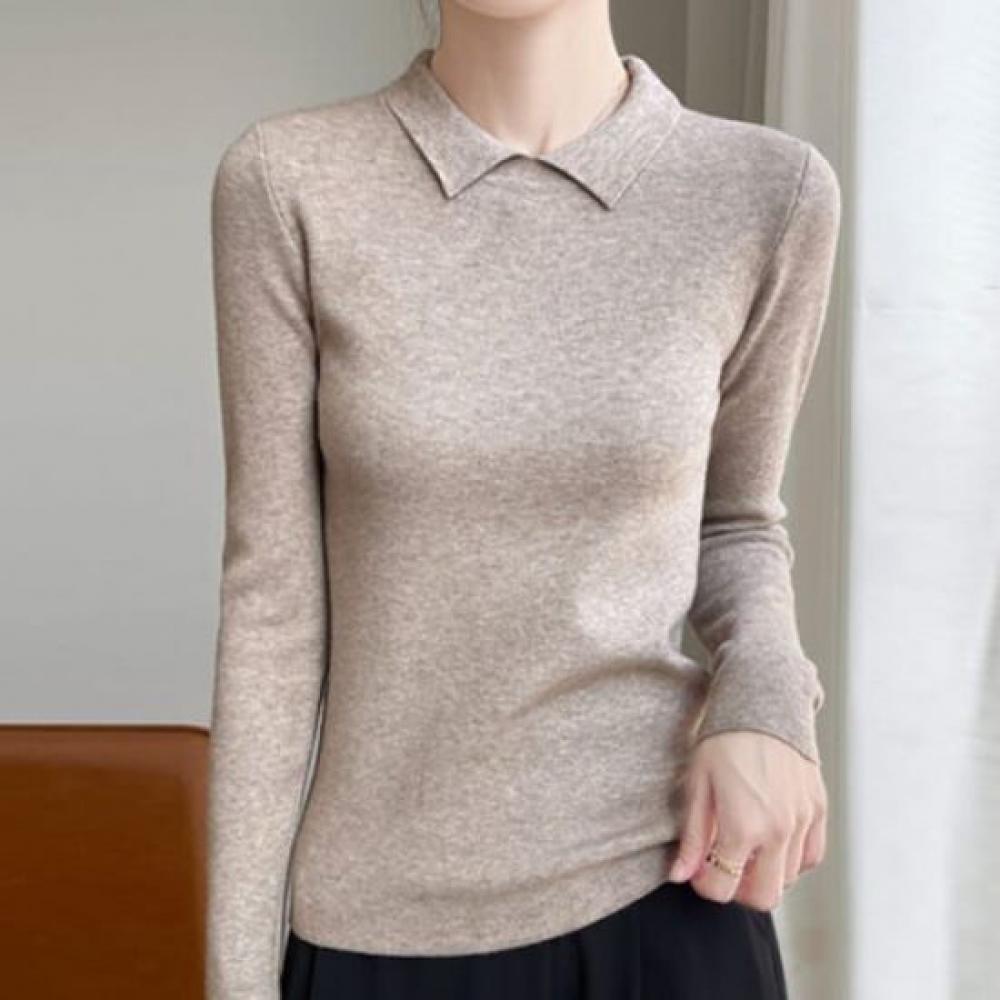 Navava Men Simple Daily Long Sleeve Collar KniT T shirT Nk2315