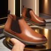 Velikost 38-47 Klasický design Pánské Chelsea kotníkové boty Luxusní hnědá kůže Vysoká kvalita Špičatá špička Kotníkové boty Pánské společenské boty