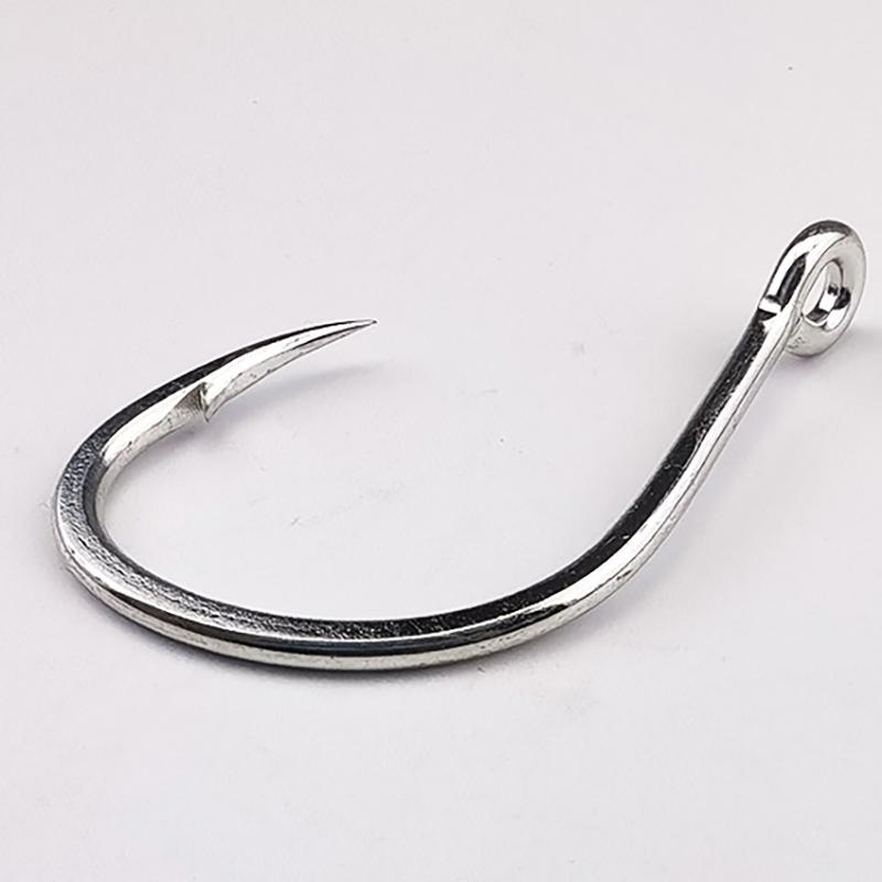 10Pcs Sets Tin-Plated Anti-Rust Jig Hooks with Eyelets High Carbon Steel Deep Sea Fishing Hooks