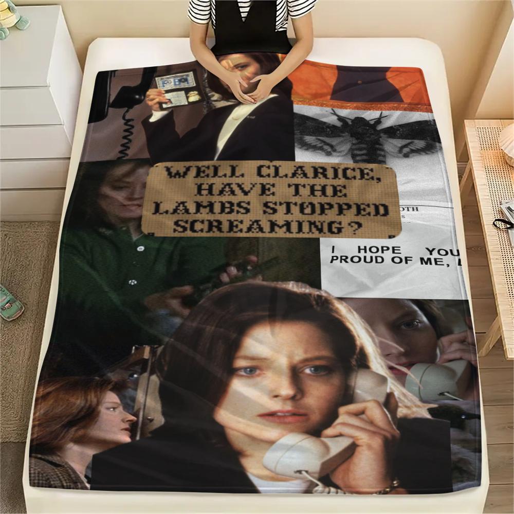 1PC Silence of the Lambs Print Flannel Blanket, High Quality Comfortable for All Seasons, Home Decor, Warmth and Comfort, Perfect for Christmas Gifts