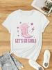 Unisex Women T-Shirt Vintage Cowboy Let'S Go Girls Printing Short Sleeve Teessummer Street Fashion Tops O-Neck Loose Female Clothes