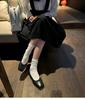 Genuine leather Korean version niche square toe shallow bow single shoes women's spring and autumn new versatile flat ballet shoes scoop shoes